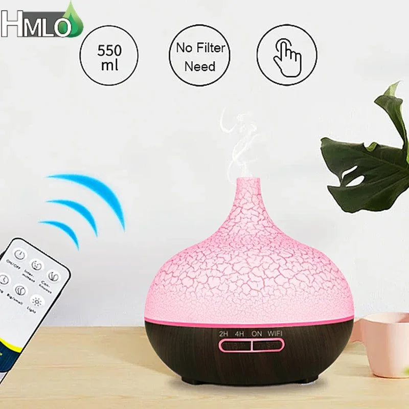 550ml Aroma Humidifier Essential Oil Diffuser Aromatherapy Electric Ultrasonic Cool Mist Maker for Home Remote Control