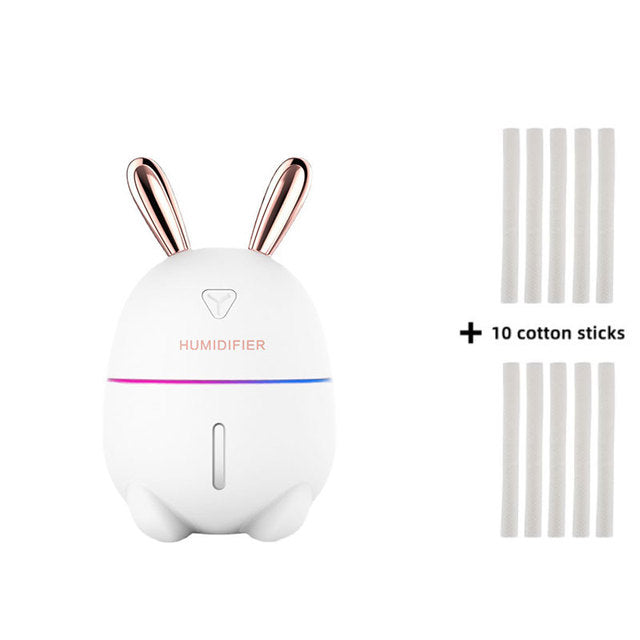 Original Side: Mini Air Humidifier  Rabbit USB Aroma Oil Diffuser Colorful Night Light