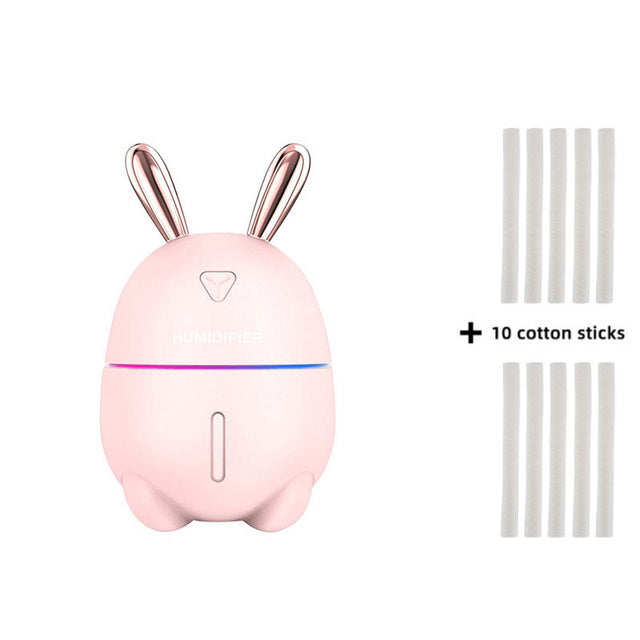 Original Side: Mini Air Humidifier  Rabbit USB Aroma Oil Diffuser Colorful Night Light